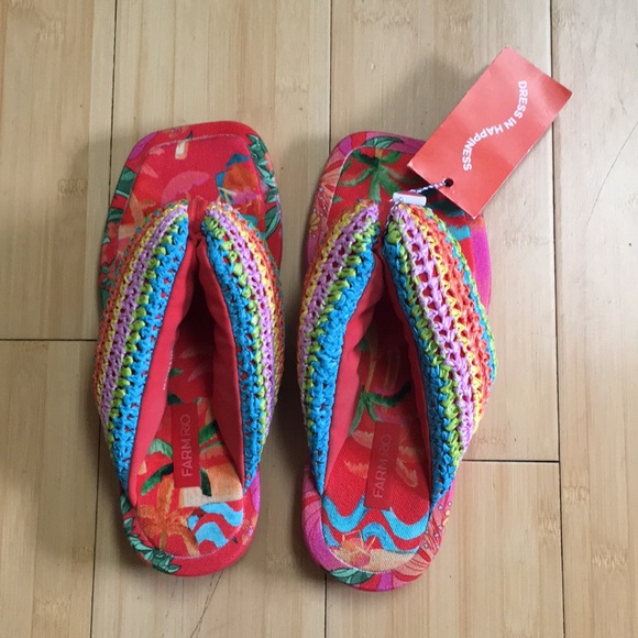 Farm Rio raffia flip flops 🦜 - Picture 2 of 11